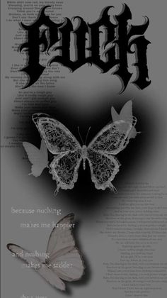 a butterfly with the word faith written on it's back and two butterflies in front