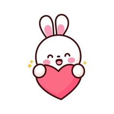 a cartoon bunny holding a heart