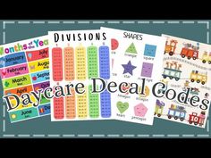 three different day care deal cards with the words, days are decal codes