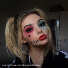 Makeup Only Halloween Costume, Makeup Looks Halloween Cute, Cute Spooky Makeup Looks, Helowen Make-up, Helovyno Makiazas, Easy Halloween Makeup Looks For Women, Scary Cheerleader Makeup, Scary Halloween Makeup Easy