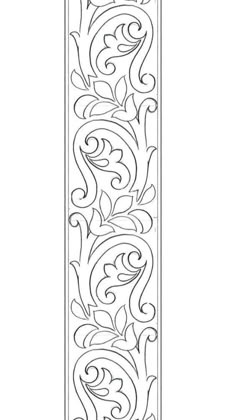 an ornate design with swirls and leaves on the bottom half of it, in black and white