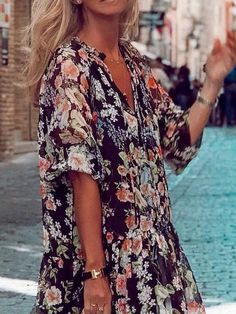 Bohemian Dresses Long, Loose Midi Dress, Cake Skirt, Womens Floral Dress, Half Sleeve Dresses, Vestido Casual, Animal Print Dresses, Fashion Colours, Printed Maxi Dress