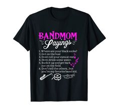 PRICES MAY VARY. Are you a marching band mom? Do you know a marching band mom? Then this funny marching band apparel with sayings or quotes is a great apparel gift for family or friends who play musical instruments in a marching band. Get the conversation going with this funny pun Funny Marching Band T apparels Music Fan Mom Music School Team. Great gift for instrumental musicians, band geeks, drum major, flute player and musical chart nerd. Lightweight, Classic fit, Double-needle sleeve and bot Funny Marching Band, Marching Band Mom, Marching Band Shirts, Band Mom Shirts, High School Marching Band, Marching Bands, Marching Band Humor, Band Mom, Band Kid