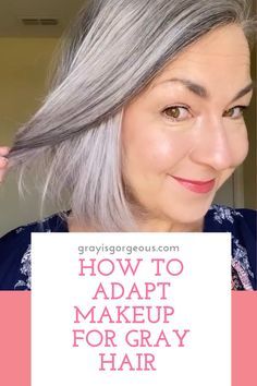 Make Up Grey Hair Brown Eyes, Make Up For Gray Hair Over 50, Makeup For Grey Hair Blue Eyes, Best Makeup For Gray Hair, Gray Hair Glossing, Makeup Colors For Gray Hair, Makeup For Grey Hair Over 50, Make Up With Gray Hair, Grey Hair Makeup Looks Over 50