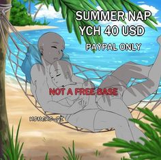 a man and woman laying in a hammock with the text summer nap vch 40 usd payal only not a free base