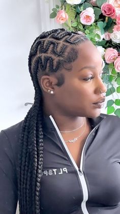 All Backs Cornrow, Zigzag Straight Back Braids, Zigzag Feed In Braids, Zig Zag Braids For Black Women, All Back Braid Styles, Braided To The Back, Design Cornrows Braids, Braids Going To The Back, Straight Back Feed In Braids With Design