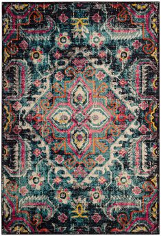 a colorful rug with an ornate design on it