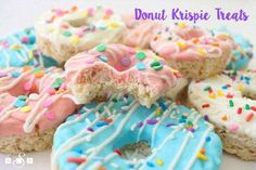 donuts with frosting and sprinkles on them