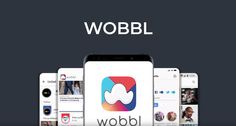 an iphone with the words wobble on it and several different screenshots in front of