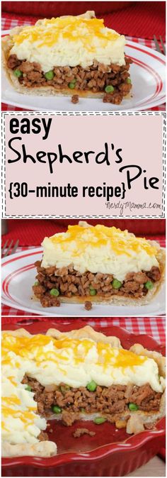 the recipe for easy shepherd's pie is shown