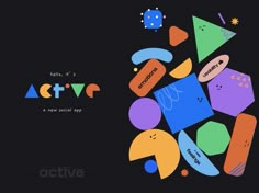 an image of colorful shapes on a black background with the words active written below it