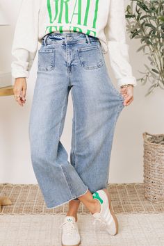 RESTOCKED - Mica Trendsetter Cropped Wide Leg Jeans (0-22W) Cropped Wide Leg Jeans, Dressed Down, Wide Leg Jeans, Trend Setter, Wide Leg, Perfect Fit, Comfort Fit, Dress Up, Wardrobe