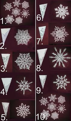 the instructions for making snowflakes are shown