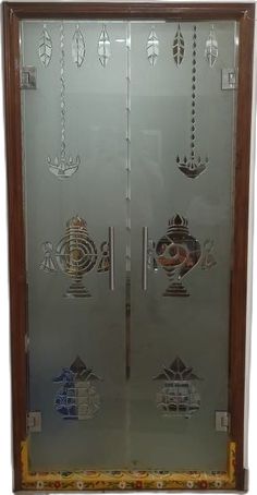 Modern Pooja Room Glass Door Designs Pooja Glass Design, Home Temple Glass Door Design, God Room Glass Door Designs, Pooja Room Doors Design Simple, Modern Pooja Room Design Indian Homes, Mandir Glass Partition Design, Pooja Room Ideas Indian Modern Glass, Pooja Room Outside Design