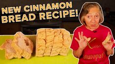 an old woman making bread with her hands and the caption reads new cinnamon bread recipe