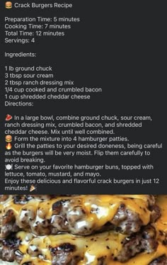 the recipe for cheeseburger is shown in two different languages