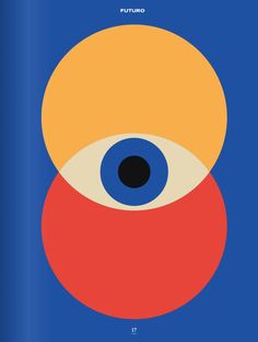 an eye is shown on the cover of a book with blue and red circles around it