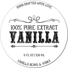 vanilla wax sticker with the words, 100 % pure extrat vanilla on it