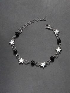 Black Star Bracelet, Green And Black Jewelry, Cute Jewelry Silver, Shein Bracelet, Chained Bracelet, Star Items, Afro Jewelry, Stars Accessories, Aesthetic Bracelets