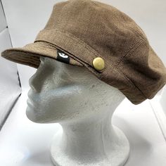 Great hat from Goorin Bros.  It is in very good condition with no known stains or holes.  Please examine pictures carefully before purchasing.  All items are sold as is. Vintage Brown Flat Cap, Vintage Herringbone Pattern Flat Cap, Brown Military Brimmed Hat, Brown Military Flat Cap, Vintage Military Visor Hat, Newsboy Cap, Herringbone, Caps Hats, Accessories Hats