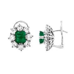 Stunning Emerald Earrings The earrings are 18K White Gold There are 4.00 Carats in Diamonds E/F VS/SI There are 2.50 Carats in Emeralds The earrings measure 0.50" wide The earrings weigh 7.8 grams Classic Clip-on Cluster Earrings For Formal Occasions, Classic Clip-on Cluster Earrings For Formal Events, Gia Certified Cluster Earrings For Formal Occasions, Anniversary White Gold Clip-on Earrings, Classic Cluster Earrings For Anniversary, Emerald Stud Earrings, Luxurious Jewelry, Heritage Jewellery, Emerald Earrings Studs