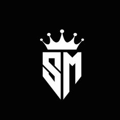 the letter s with a crown on top is shown in this black and white logo