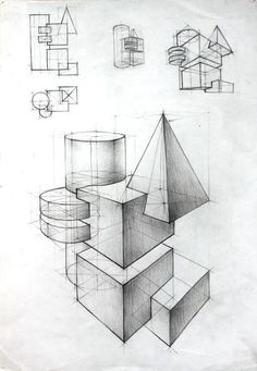 a drawing of various shapes and sizes