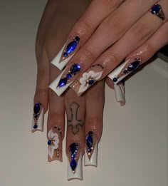 Nails For Quinceanera, Quince Nails, Blue And Silver Nails, Quinceanera Nails, Royal Blue Nails, Dark Blue Nails, Navy Blue Nails, Blue Quince, Light Blue Nails