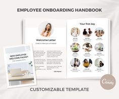 the employee onboard hand book is open and ready to be used as an office brochure