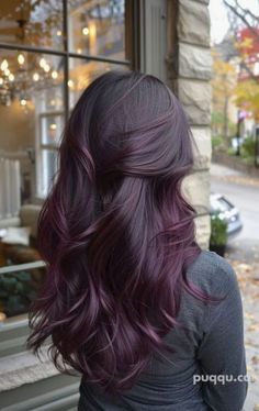 Brown Dyed Hair Ideas, Brunette And Purple Hair, Purple Hair Brown Skin, Purple Brown Hair Color, Dark Purple Hair With Brown, Cool Toned Hair Color Ideas, Brunette Purple Hair, Hair Dye Ideas For Brown Skin, Hair Colour For Dark Skin Tones