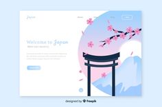 the welcome page for japan with cherry blossoms