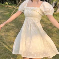 Summer/Spring Cute Daisy Fairy Dress MK16056 - mkkawaiishop Daisy Fairy, Cottage Core Dresses, Cottagecore Outfit, Cottagecore Dresses, Old Dress, Cottagecore Outfits, Dresses Aesthetic, Cottagecore Dress, Dress Aesthetic