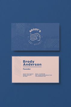 the business card is designed to look like it has waves in blue and pink colors