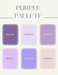 the purple palette is shown with different colors and font on it, including white, blue,