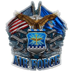 Air Force Double Flag Eagle Decal-Military Republic Reflective Decals, American Air, Air Force Veteran, C 130, American Bald Eagle, Flag Decal, United States Air Force, Us Air Force, Jolie Photo