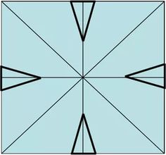 four intersecting lines are shown in the middle of a square, with one line at the end