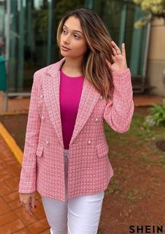 Handmade Jewelry Tutorials, Work Wear Women, Breasted Blazer, Double Breasted Blazer, Plaid Print, Blazers For Women, Fashion Online Shop, Online Fashion, All Fashion