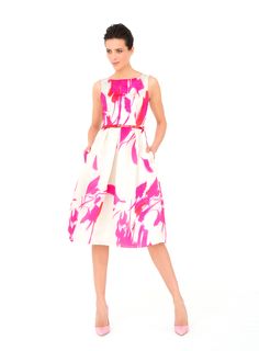 Lilianna Digitally Printed Silk Organza Dress Spring A-line Organza Evening Dress, Printed Silk Organza Dress, Summer Organza A-line Evening Dress, Summer Floral Print Organza Dress, Pink Organza Spring Gown, Silk Organza Dress, Silk Organza