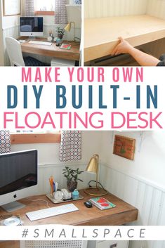 this is an image of how to make your own diy built - in floating desk