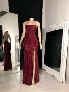 Burgundy sequin long prom dress Classy Prom, Robes D'occasion, Classy Prom Dresses, Stunning Prom Dresses, Corset Dress Prom, Prom Dress Inspiration, Sequin Prom Dresses, Cute Prom Dresses, Pretty Prom Dresses