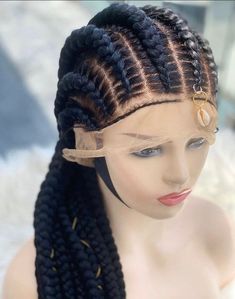 Handmade wig One size fit all cap Easy to wear Made with full lace Ombré Braids, Long Cornrows, Braided Wigs For Black Women, Ghana Weaving, Ombre Braid