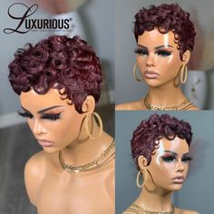 Deep Wave Wig Human Hair 613 Honey Blonde Short Pixie Cut Wig For Black Women Full Machine Made Short Pixie Cut Wigs, Brown Pixie Cut, Women Pixie Cut, Pixie Cut Wigs, Short Shaved Hairstyles, Bob Cut Wigs, Stylish Short Hair, Short Hair Pixie Cuts, Short Sassy Hair