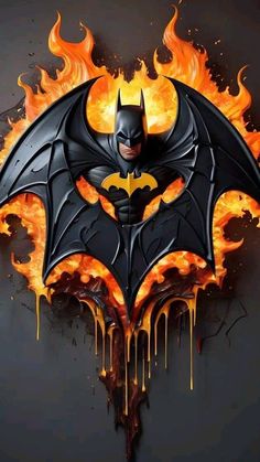 the dark knight batman symbol is on fire