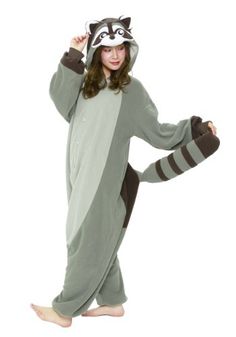 Raccoon Kigurumi for Adults Halloween Costume Onesie, Pyjamas Onesie, Raccoon Costume, Animal Pajamas, Halloween Onesie, Animal Costumes