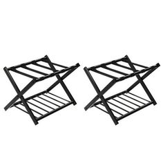 two black metal racks sitting side by side on top of each other in front of a white background