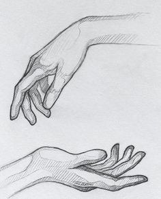 two drawings of hands reaching for each other