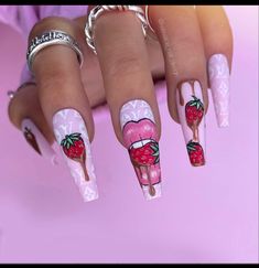 Lips Nail Design, Lip Nail Designs, Nails Lips, Nails With Lips Design, Lip Design On Nails, Cute Stilleto Nails, Lips Nails Designs, 3d Lip Nails