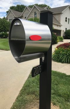 Aluminum post with matte black powder coat finish for superior durability. Stainless fasteners included to work exclusively with Spira Post mailboxes. Size is 5" x 5" x 79.5" length. Order stainless steel cap separately. Designed and manufactured in the U.S.A. Spira Mailbox Black Aluminum Mount Mailbox Post Stainless Steel | SPA-P001BLK Mailbox Landscaping, Unique Mailboxes, Mailbox Address, Post Cover, Mailbox Posts, Mailbox Decor, Mailbox Post, Mounted Mailbox, Address Numbers