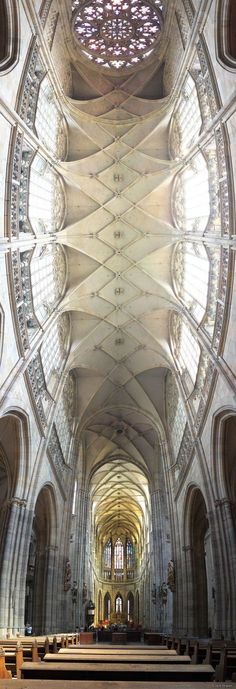 the interior of a cathedral with vaulted ceilings