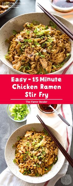 an image of easy 15 minute chicken ramen stir fry